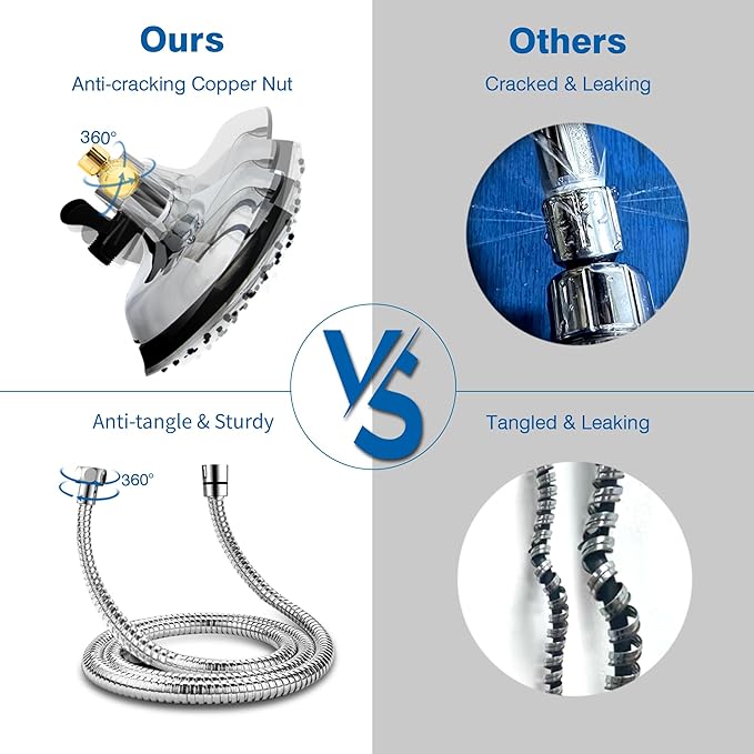 INAVAMZ Shower Heads with Handheld Spray Combo: 7.2" Rain Shower Head & Handheld Shower Head 2-IN-1 Shower Head with 60" Rotatable Stainless Steel Hose, Shower Trim Systems