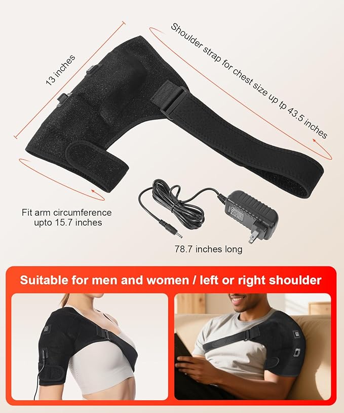 Shoulder Heating Pads for Pain Relief - Jade Stone Heated Shoulder Wrap with 3 Temperature Settings, Ideal for Rotator Cuff, Shoulder Soreness Relief at Home,Office