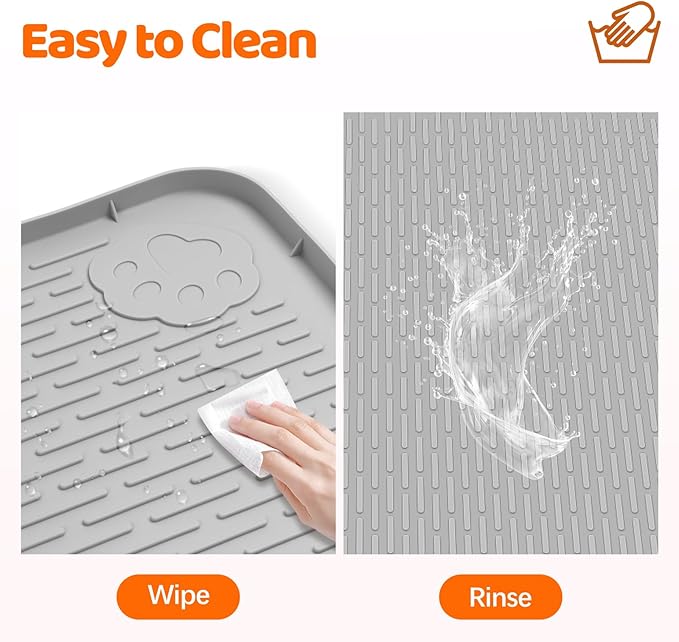 Pee Pads for Dogs, 40" x 28" Extra Large Reusable Dog Silicone Mat for Floor Protector, Washable Non-Slip Dog Training Pads for Potty Training (Light Grey)