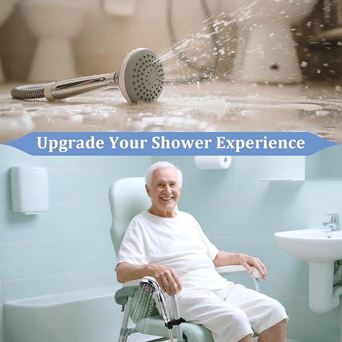 4 PCS Handheld Shower Head Holder, Elderly Bath Chair Handheld Shower Head Holder Attachment for Shower Chair, Non-Slip Stand and Adjustable Attachment for Seniors and Disability Safety