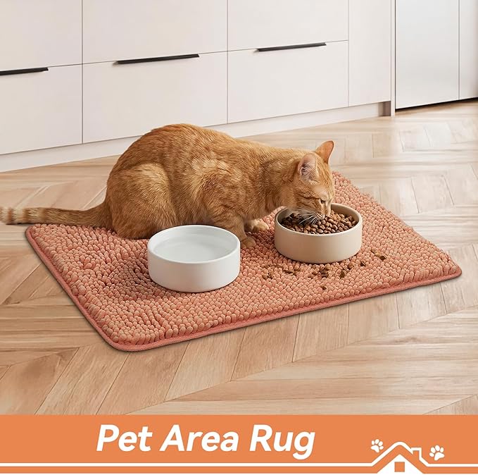 Bcoimo Super Absorbent Cat Door Mat, 24"*17" Anti Slip Mat for Muddy Paws, Pet Rugs for Dirty Paws Washable that Absorbs Moisture and Dirt, for Cat Cage and Pet Resting Carpet