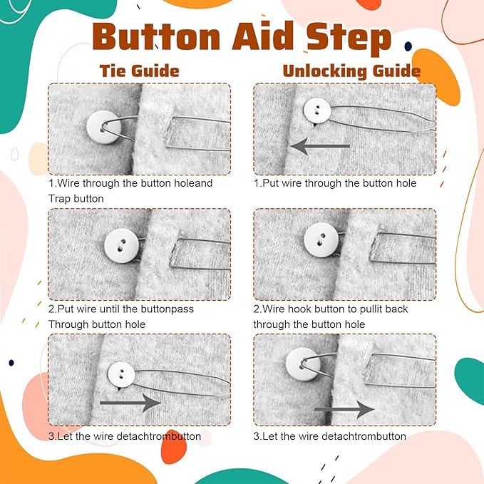 4 Pack Button Assist Device Helper Tool, Easy One Handed Button Hook One Handed with Easy-Grip Wooden for Clothing Shirts Wedding Dresses Pant Elderly Seniors Limited Dexterity