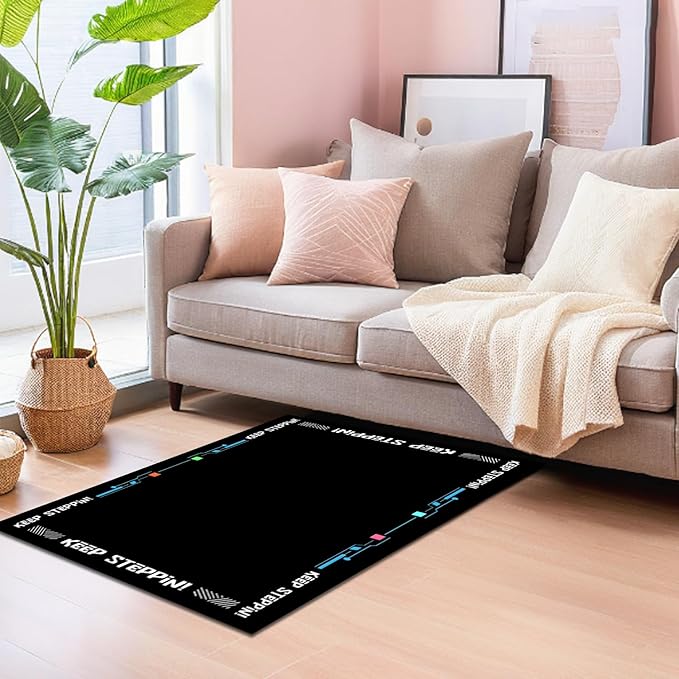 Elliptical Mat for Under Desk Elliptical Machine - Non-Slip Floor Mat for Ellipse Leg Exerciser, Legxercise Pro & Pedal Exerciser - Workout Mat for Home & Office Stability & Floor Protection black