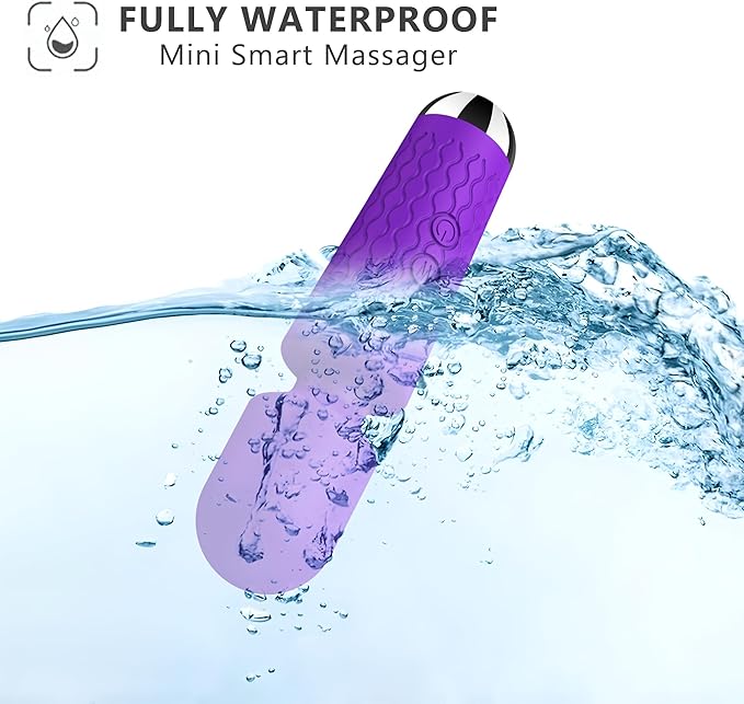 Handheld Back Massager - Powerful Vibration Wand, Waterproof - Relieves Whole Body Muscle Tension and Promotes Relaxation. Features 20 Modes and 8 Speeds (Purple)