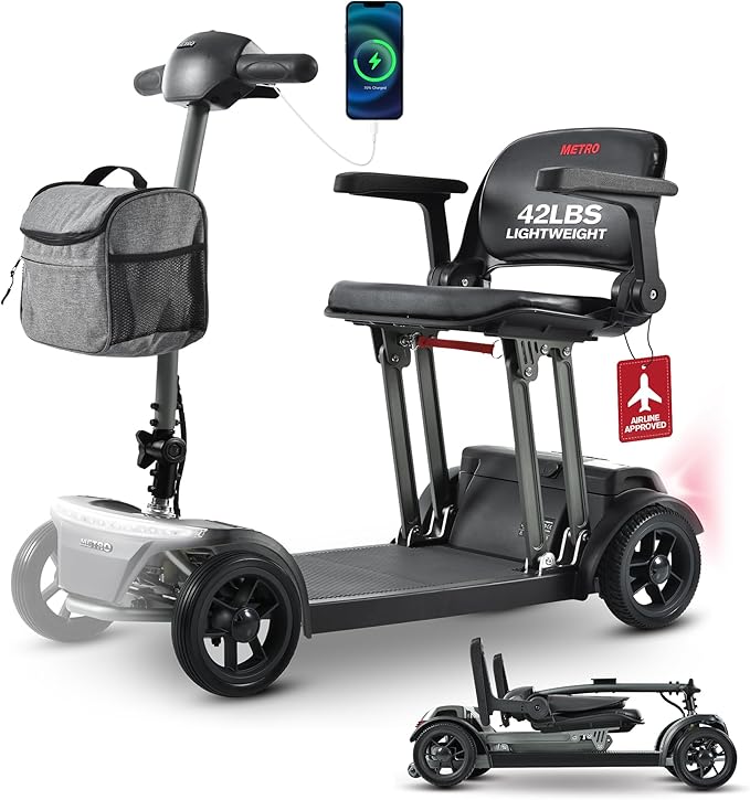 Electric Mobility Scooter for Adults 4 Wheel Mobility, 265lbs Max Weight 12AH Lithium