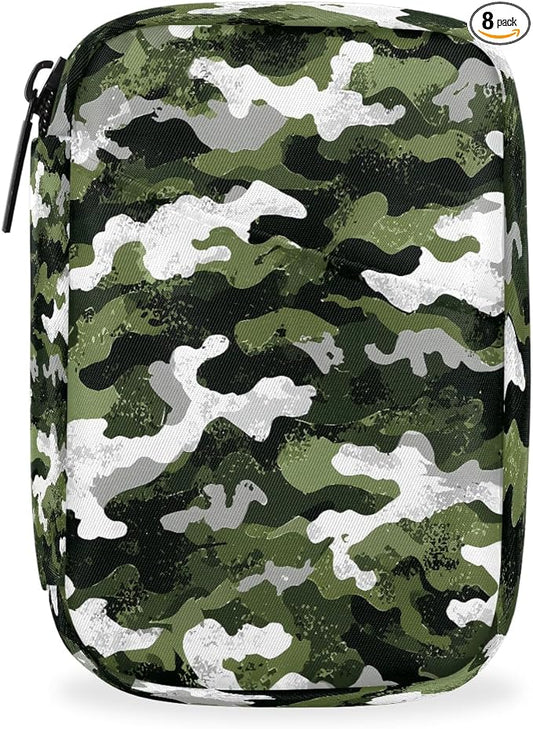 Weekly Travel Pill Organizer Case for Purse with Removable 7 Day Box Portable Compact Size Pill Box Fashionable Pill Container for Medicine Vitamin Supplement Army Camouflage Green