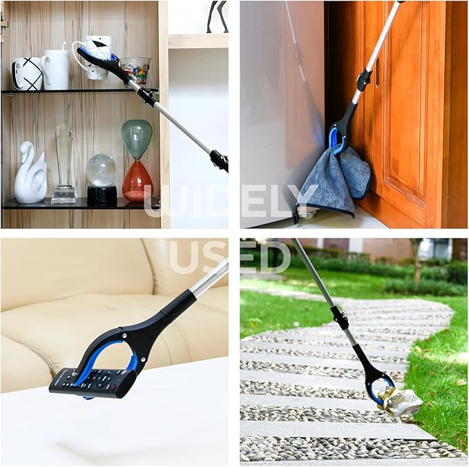 37.4 inch 2024 Upgraded Edition Grabber reahcer Tool,Foldable Reacher Grabber Pickup Tool with Strong Grip Magnetic,360°Rotating Anti-Slip Jaw,Trash Picker Tool for Outdoor & Indoor (Blue)