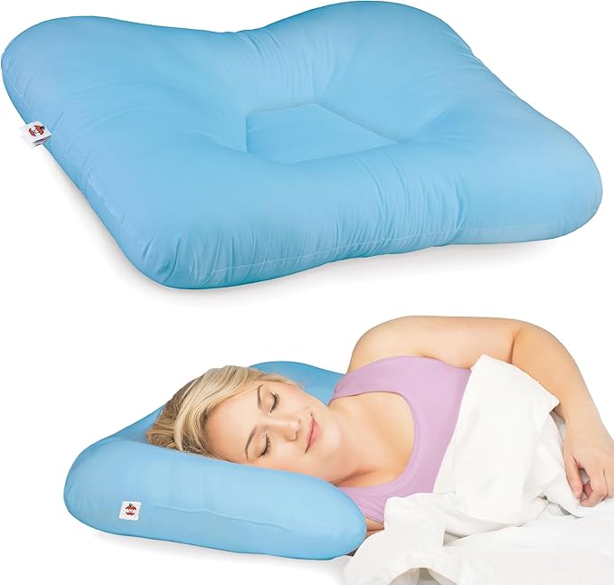 Core Products Tri-Core Cervical Support Pillow – Firm Orthopedic Neck Pillow for Pain Relief, Back and Side Sleepers – Ergonomic Contour Pillow – Assembled in USA, Midsize, Blue
