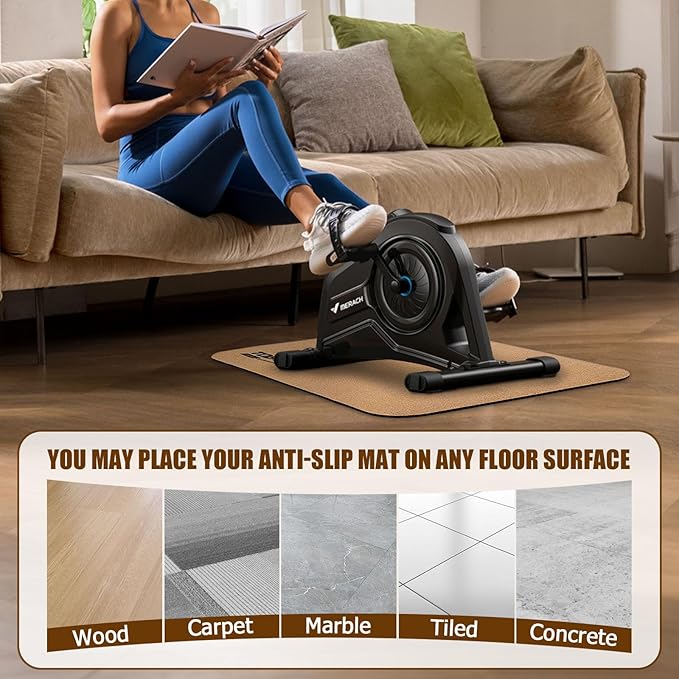 TOBWOLF Non-Slip Workout Mat for Ellipse Leg Exerciser, Ellipse Machine Mat, Exercise Mat for Under Desk Ellipticals, Suitable for Electric Seated Foot Pedal Exerciser, Stability & Floor Protection
