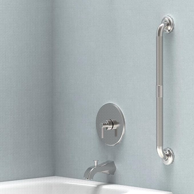 1-1/4" Knurled Grab Bar, ADA Compliant Bath Safety Shower Handrail, Bathroom Mobility Aid Handle for Seniors and Disabled, Heavy Duty 500lbs Support