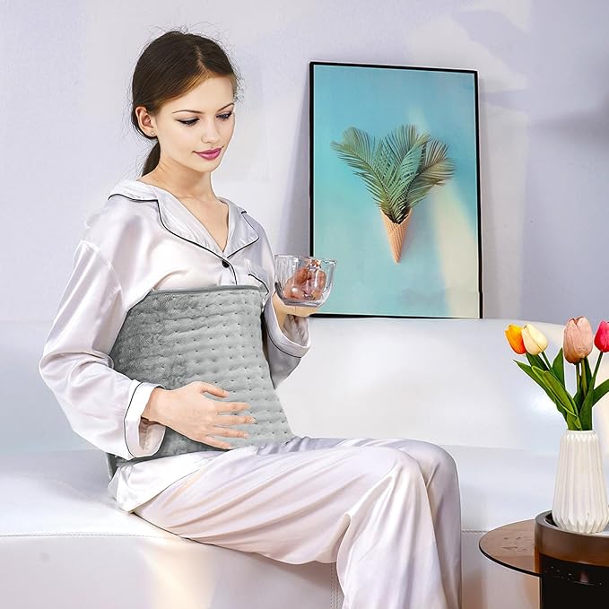 Heating Pad for Back Pain Relief Period Cramp,6 Heat Settings & 4 Timer Auto Shut Off,Soft 12" x24" Electric Heat Pad for Neck Shoulders