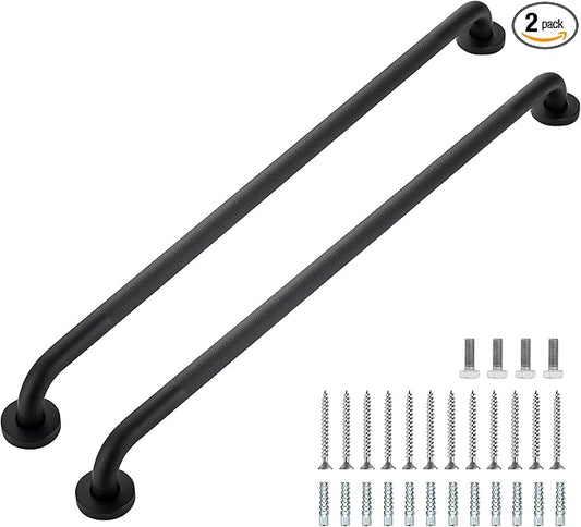 Grab Bars for Shower, 2 Pack 32-Inch Anti Slip Shower Handles for Elderly, Safety Shower Grab Bar, Stainless Steel Handicap Grab Bars for Bathroom (Black 1" Diameter)