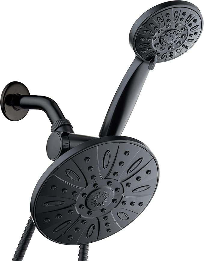 AquaDance 7" Premium High Pressure 3-Way Rainfall Combo Combines The Best of Both Worlds-Enjoy Luxurious Rain Showerhead and 6-Setting Hand Held Shower Separately or Together, Matte Black