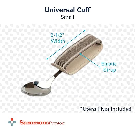 Sammons Preston Universal Cuff, Small, Leather Adaptive Utensil & Writing Aid Holder with Elastic Strap, 2-1/2" Knuckle Width, Assistive Device for Limited Hand Ability or Grip Strength