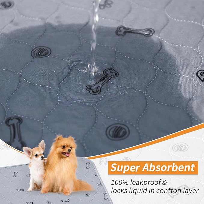 Washable Dog Pee Pads for Puppy, 4 Pack Puppy Pads Washable Pee Pads for Dogs, Absorbent Reusable Whelping Pads Dog Mats for Floor Protector, Couch Cover, Crate, Puppy Training 18x24
