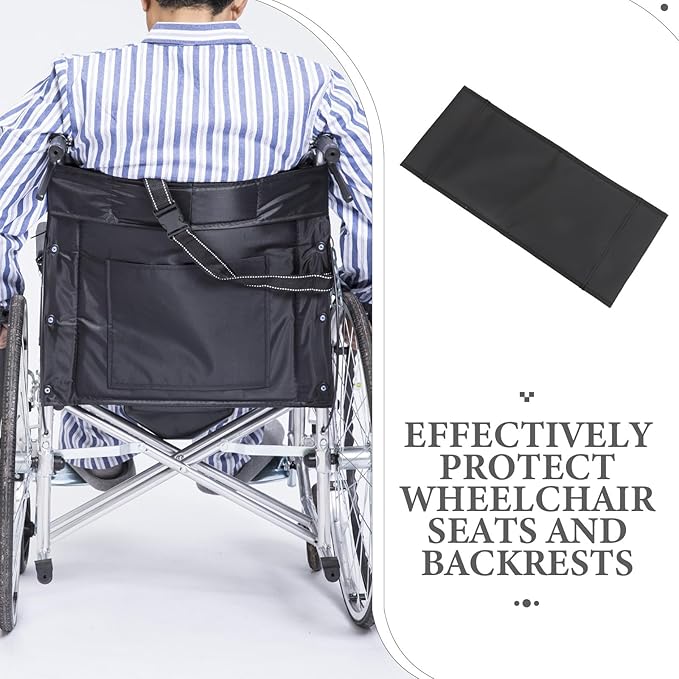 Removable Wheelchair Backrest Cushion Black, Stable Back Support for Wheelchair Replacement Part, Comfortable Mobility Aid for Seniors and Daily Use