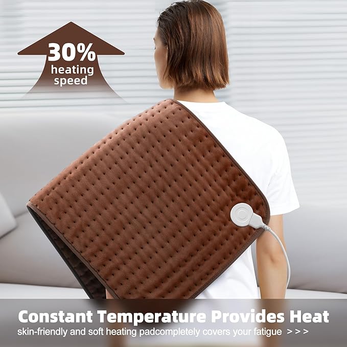 VALGELUIK 17x33 Heating Pad for Pain Relief | Ultra-Soft Microplush Fabric | 6 Adjustable Heat Settings (Moist & Dry) | Safe 2-Hour Auto Shut-Off | Perfect for Back, Neck, Shoulders | Great Gift Idea