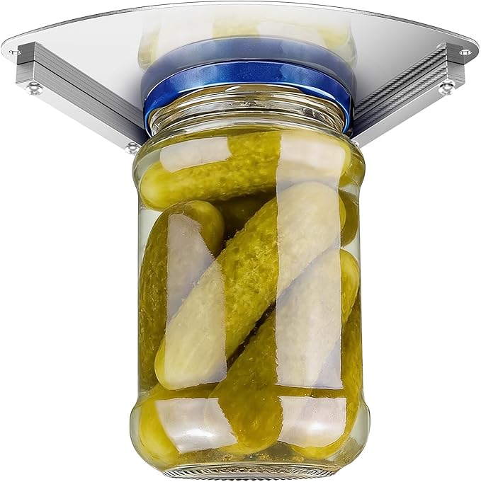 GeeRic Under Cabinet Jar Opener for Seniors, Upgraded Stainless Steel Jar Openers for Weak Hands, Space-Saving Easy Mount One Handed Kitchen Can & Bottle Opener