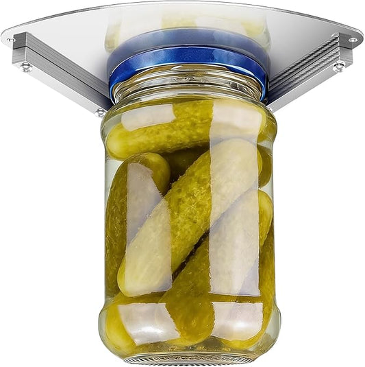 GeeRic Under Cabinet Jar Opener for Seniors, Upgraded Stainless Steel Jar Openers for Weak Hands, Space-Saving Easy Mount One Handed Kitchen Can & Bottle Opener