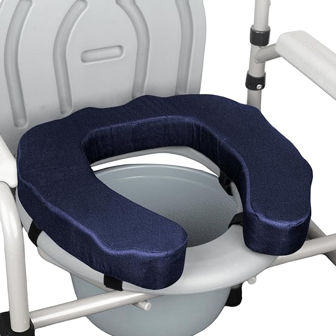 Raised Toilet Seat Cushion – High-Density Foam Booster Pad for Elderly, Seniors, Disabled – Toilet Riser for Standard & Elongated Toilets – Commode Seat Cushion Non-Slip & Easy to Clean (2 inches)