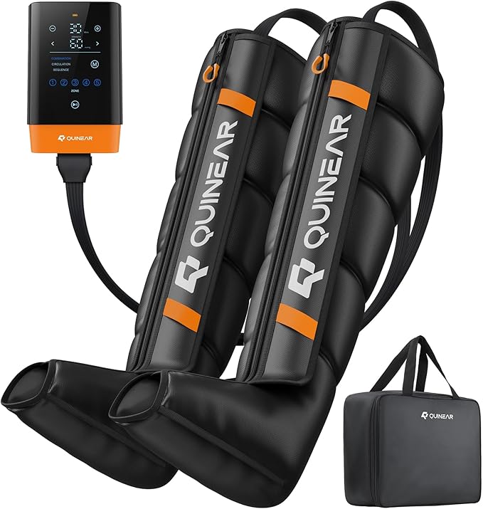 QUINEAR Cordless Leg Recovery System with 5-Zone Air Compression, Leg Massager for Circulation with 11 Levels & 3 Modes, Compression Boots for Athletes, Officer, Elderly(Small)