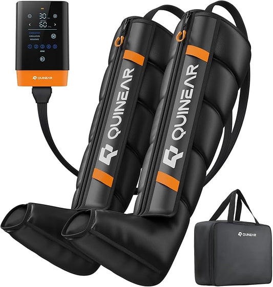 QUINEAR Cordless Leg Recovery System with 5-Zone Air Compression, Leg Massager for Circulation with 11 Levels & 3 Modes, Compression Boots for Athletes, Officer, Elderly(Large)