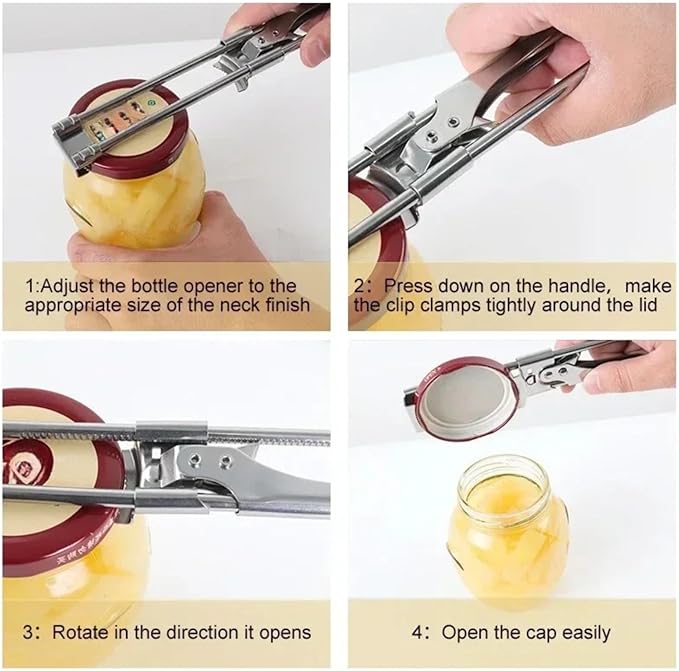 Adjustable Stainless Steel Jar Opener, 2026 Upgraded Easy Grip Jar Opener, Adjustable Multifunctional Stainless Steel Can Opener, Jar Openers for Seniors Kitchen Accessories
