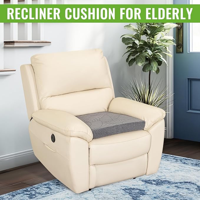 Recliner Cushions for Long Sitting Foam Seat Cushion Soft Tufted Layer for Elderly Seniors, Recliner Chair, Floor Pillow, Office Chair, Car, No Pressure on Thighs, 20X20X3 Inch - Dark Grey