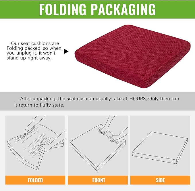 Recliner Cushions for Long Sitting Foam Seat Cushion Soft Tufted Layer for Elderly Seniors, Recliner Chair, Floor Pillow, Office Chair, Car, No Pressure on Thighs, 20X20X3 Inch - Knitted Wine