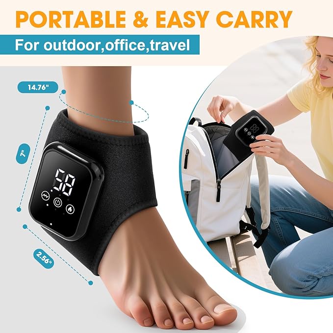 2-Pack Ankle Heating Pad, Cordless Ankle Massager with Heat, Heated Wraps for Foot & Ankle, 3 Heat & Vibration Settings, Auto Shut-Off, Gifts for Women Men
