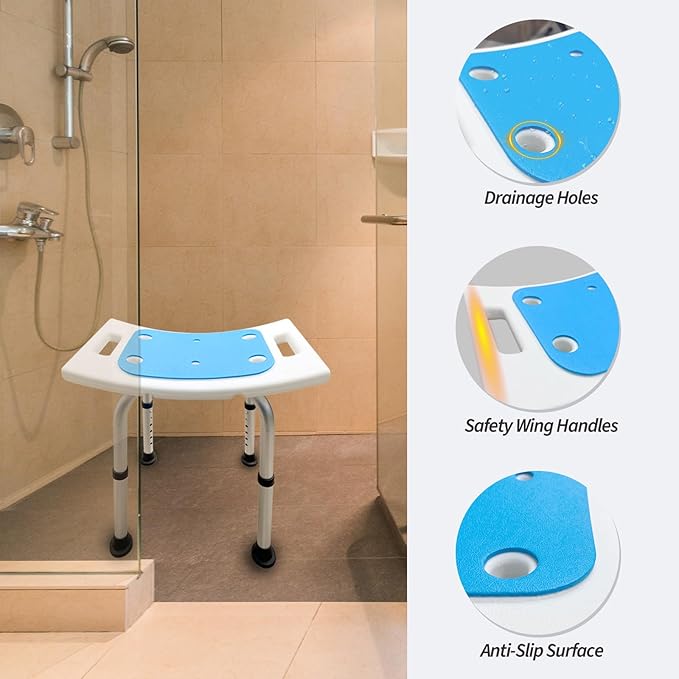 Bcareself Narrow Bathtub Shower Seat for Inside Shower Bath Stool with Arms Shower Stool Shower Chairs for Seniors Elderly Disabled Handicap Height Adjustable Tool-Free Assembly 300lbs, White