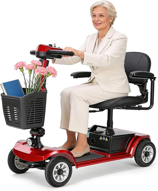 4 Wheel Mobility Scooter for Seniors & Adults Easy to Use Operate and Foldable,Heavy Duty 418 LBS, 12.4 Mile Range, Tight Turning Radius