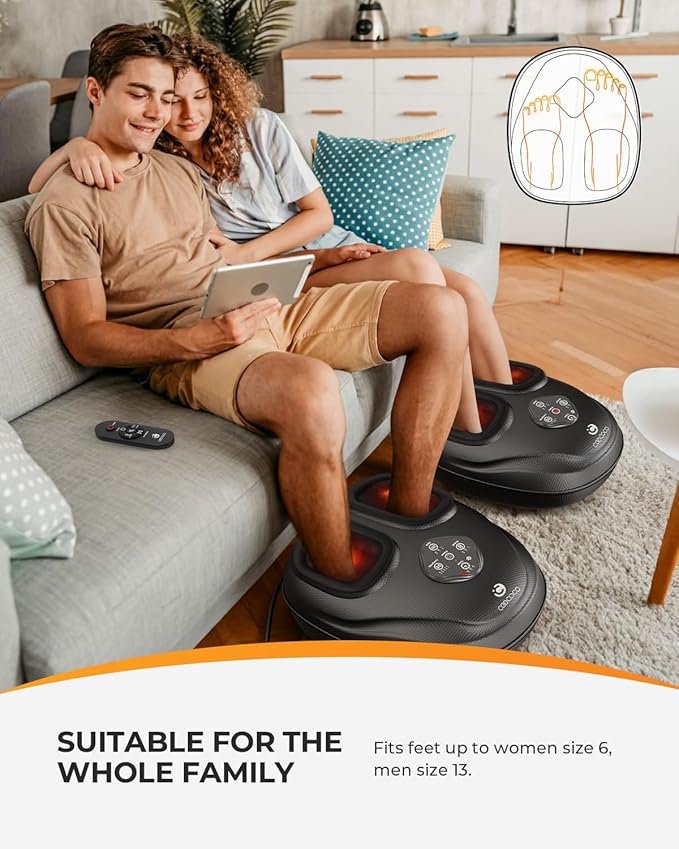CooCoCo 2026 Upgrade Shiatsu Foot Massager with Heat, FSA Eligible Feet Massager for Plantar Fasciitis & Neuropathy, Foot Warmer with Kneading, Rolling, Compression, Remote Control