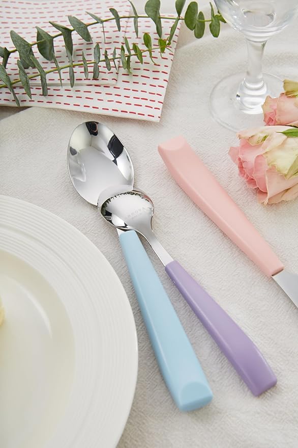 ANNOVA Silverware Set Stainless Steel Colorful Handle Tableware Kitchen Flatware Set Utensils, Includes Dinner Knives, Forks, Spoons, Salad Forks & Dessert Spoons (Pastel Mix, 20 Pieces)