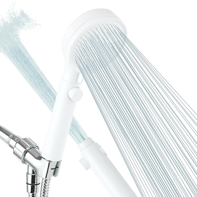 DOILIESE Shower Head with Handheld Spray High Pressure Shower Head with ON/Off Switch, 3-Modes Shower Head with Hose,White