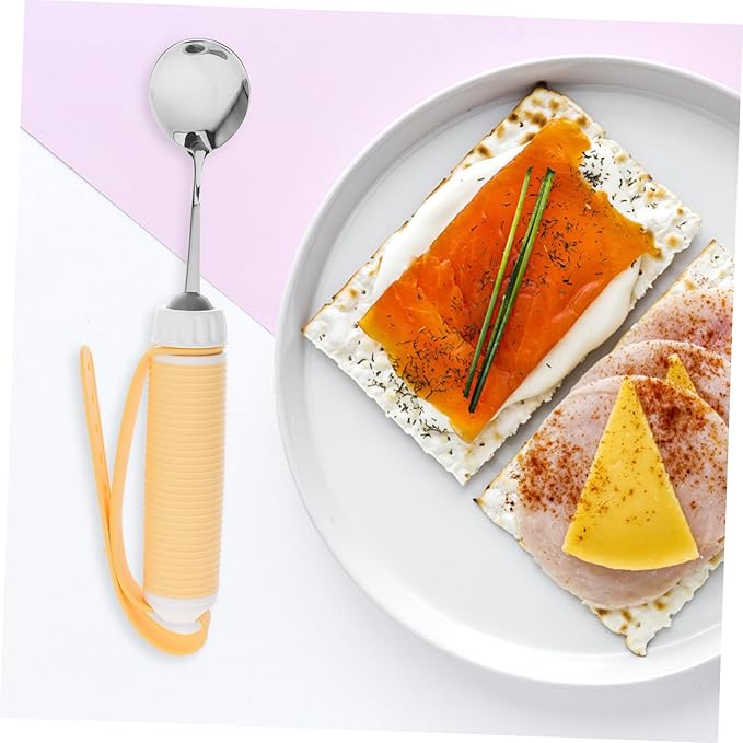 Anti-Shaking Spoon for Seniors Adaptive Non-Slip Utensil with Swivel Design Ergonomic Stainless Steel Fork for Weak Hands Adjustable Dining Aid