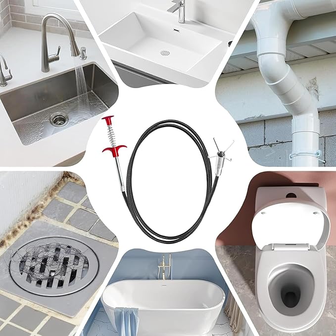 Drain Snake,118 inch Flexible Grabber Claw Pick Up Reacher Tool,Drain Clog Remover - Gutter Cleaning Tools for Home Sink, Bathroom Tub,Drain, Toilet, Tight Spaces
