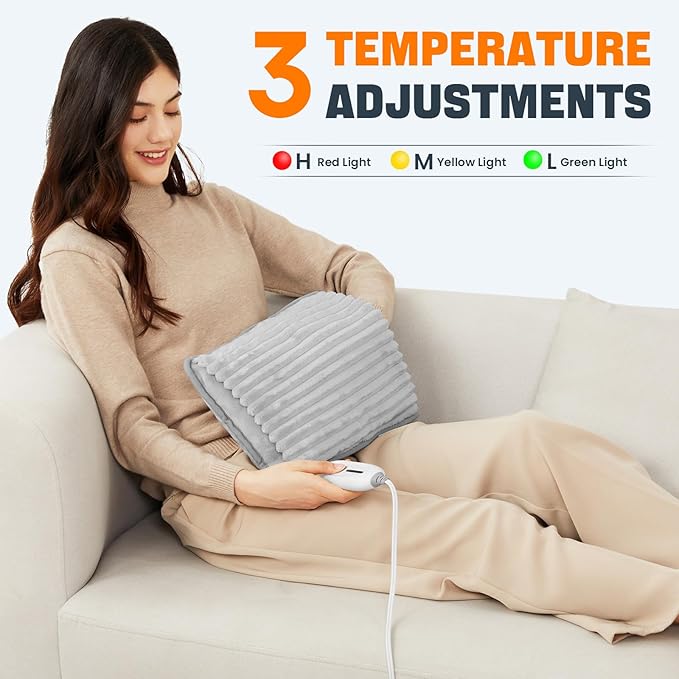 Electric Hand Warmer, Soft Flannel Heated Gloves, Hand Warmer Pouch, Heating Pad for Hands Pain Relief Fingers Arthritis for Women Men Elder Xmas Gifts, Auto Off & 3 Levels