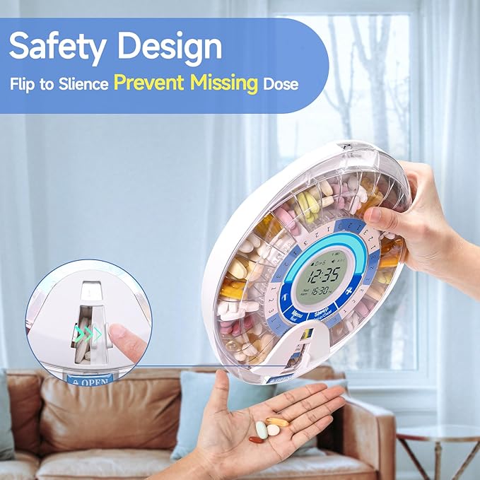 Windtrace Automatic Pill Dispenser for Elderly, Electronic Pill Organizer with Alarm & Light, 28 Day Smart Timed Medication Dispenser, Timed Pill Dispenser Machine for Prescriptions & Vitamins