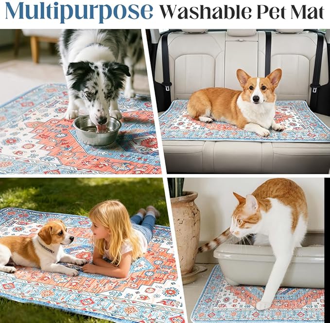 Washable Pee Pads for Dogs 2 Pack Reusable Puppy Training Pads 60"x48" Super Absorbent Waterproof Dog Training Pads, Non-Slip Potty Pads Whelping Pads Litter Mat Pet Supplies - Orange/Mix