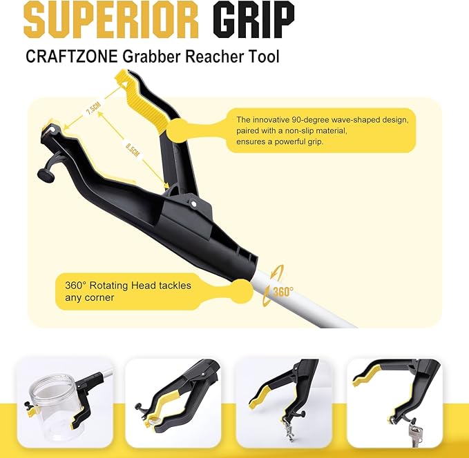32" Grabber Reacher Tool,2-Pack Foldable Reacher Grabber Pickup Tool with Shoehorn,Trash Picker Upper Grabber,Bend-Free Gifts for Seniors