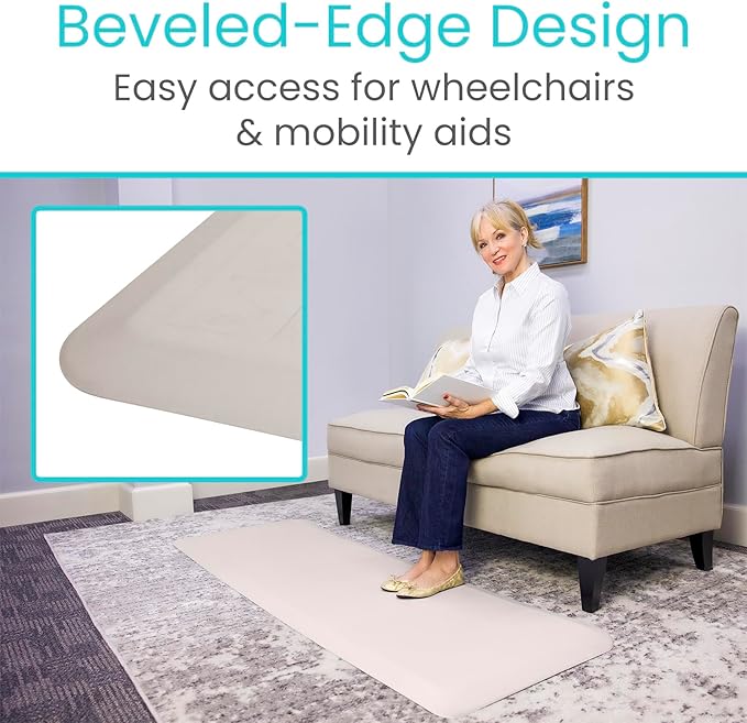 Vive Fall Mat - 72" x 24" Bedside Fall Safety Protection Mat for Elderly, Senior, Handicap - Prevention Pad Reduce Risk of Injury from Impact - Prevent Bed Falling - Anti Fatigue, Standing Non Slip