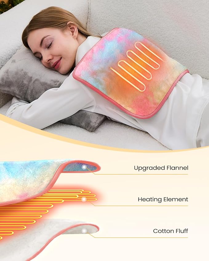 USB Heating Pad, Portable Heating Pad for Travel, 18"x 14" Small 5V Electric Heating Pad, Washable, 3 Heat Settings, Auto Shut Off, Heat Therapy for Period Cramps Back Pain Relief (Plug-in Only)