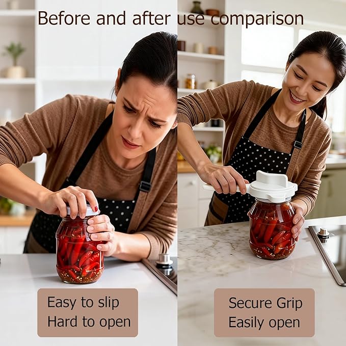 4-in-1 Jar Opener, Adjustable Jar Opener for Seniors, Kitchen Tool Designed Specifically for Seniors and Those with Limited Physical Strength, Suitable For Beer, Salad Dressing, Jar(White)