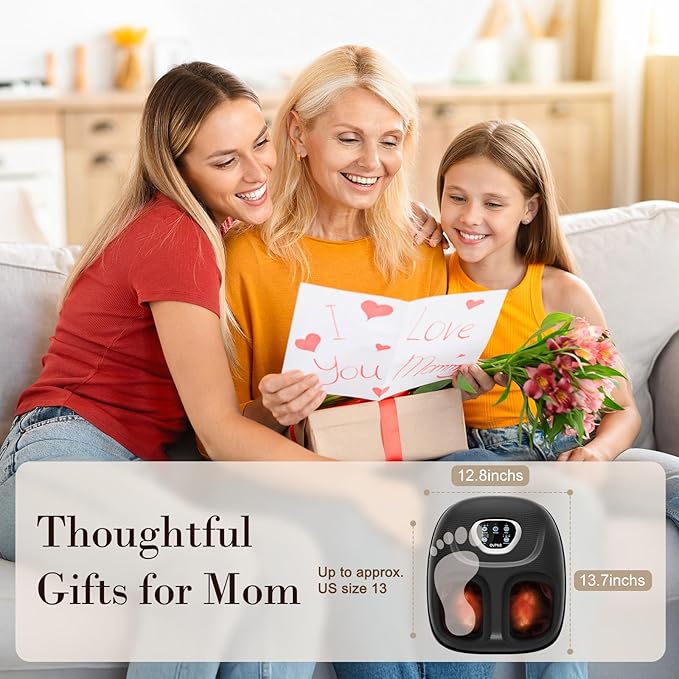 CuPiLo Foot Massager FSA Eligible HSA, 2026 Upgraded Mothers Day Gifts for Mom, Feet Massager with Heat for Plantar Fasciitis Relief, 5 Levels Compression & Vibration Massage for Neuropathy
