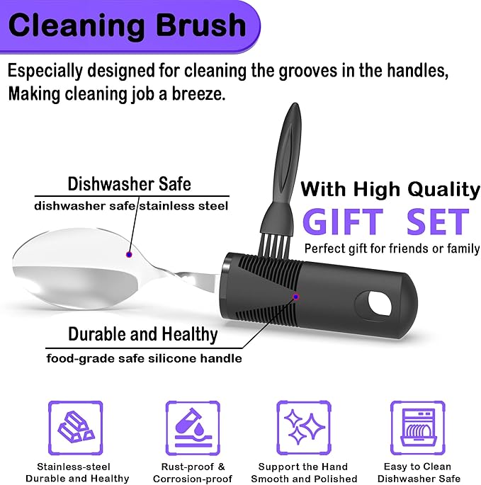 Adaptive Utensils for Parkinsons Patients Elderly, Weighted Utensils for Hand Tremors, Parkinsons Eating Utensils for Disabled People, Weighted Silverware for Hand Tremors Arthritic Hands