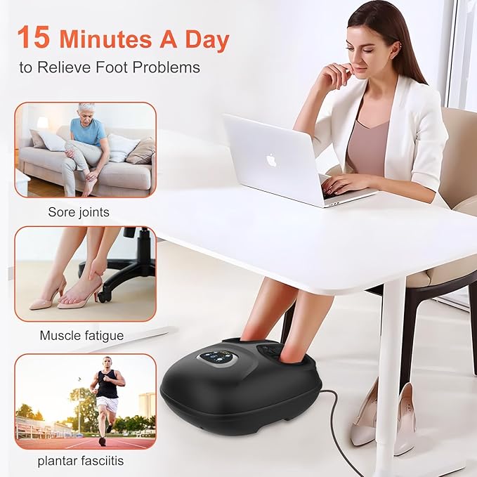 CuPiLo FSA Eligible Foot Massager for Neuropathy, HSA Store Feet Massager with Heat, Vibration & Compression, Deep Kneading for Tired Feet, Birthday Gifts for Women Men（Black）