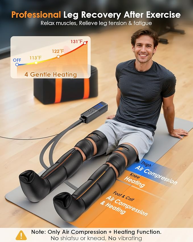 Mothers Day Gifts, Leg Massager with Heat and Compression - Foot Calf Thigh Massage for Circulation and Pain Relief, Professional Compression Boots with 6 Modes, 9 Intensity, 4 Heat