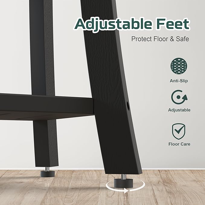 Waterproof Shower Benches for Inside Shower, Poly Lumber Shower Stool with Storage Shelf & Adjustable Feet, SPA Bathroom Seat Chair for Shaving Legs, Indoor or Outdoor Use, Black