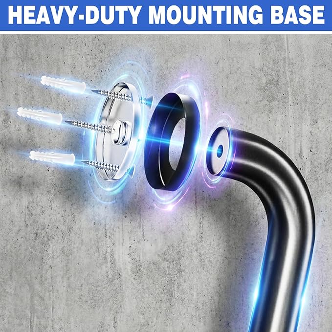 Safety Grab Bars for Bathroom and Shower, 16 Inch Non-Slip Stainless Steel Handrail for Toilet, Bathtub, Stairs & RV, Indoor Outdoor Support Bar, 500 lbs Capacity (2 Pack)